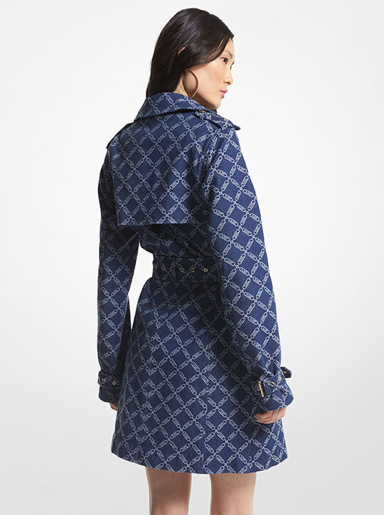 Empire Logo Jacquard Denim Trench Coat