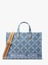 Gigi Large Empire Logo Jacquard Denim Tote Bag