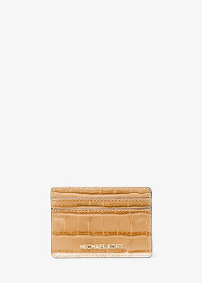 Jet Set Small Crocodile Embossed Leather Card Case