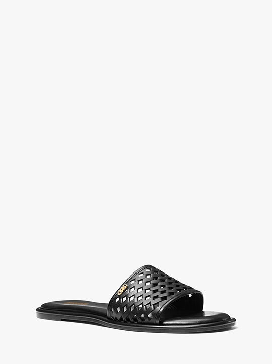 Saylor Hand-Woven Leather Slide Sandal