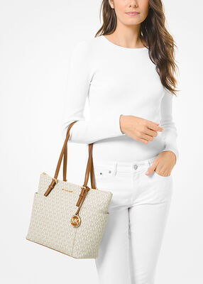 Jet Set Logo Top-Zip Tote Bag