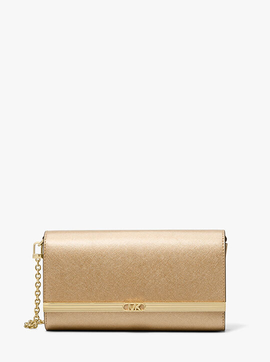 Mona Large Metallic Leather Clutch