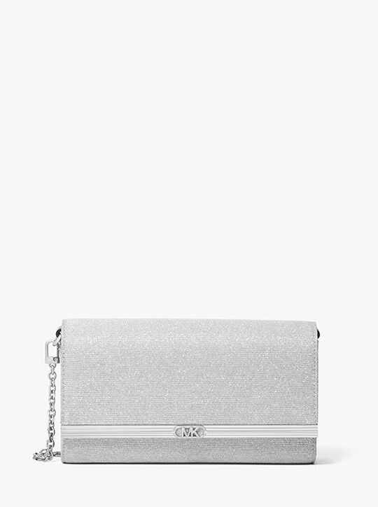 Mona Large Glitter Chain Mesh Clutch