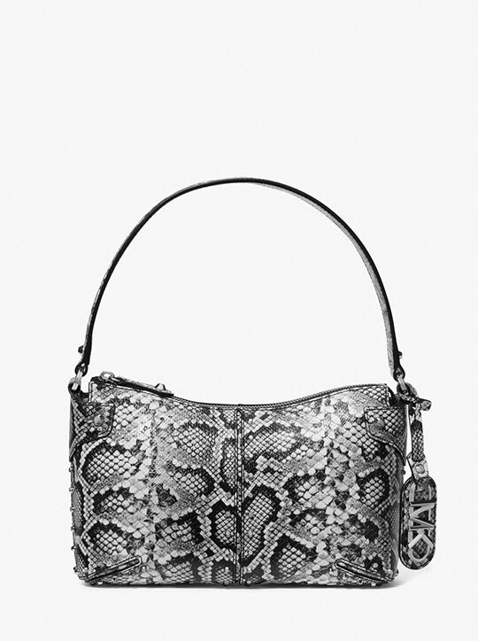 Astor Large Studded Snake Embossed Leather Shoulder Bag