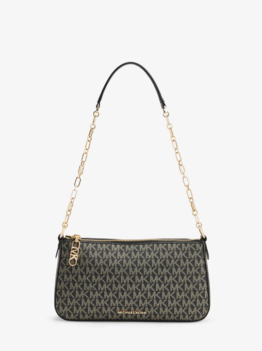 Empire Medium Metallic Signature Logo Chain-Link Pochette