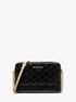 Jet Set Large Logo Embossed Patent Crossbody Bag