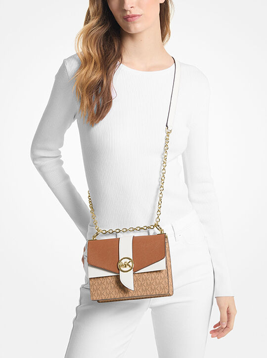 Greenwich Small Color-Block Logo and Saffiano Leather Crossbody Bag