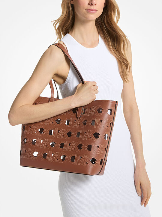 Eliza Large Perforated Empire Logo Tote Bag