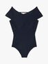 Ribbed Stretch Knit Crossover Bodysuit