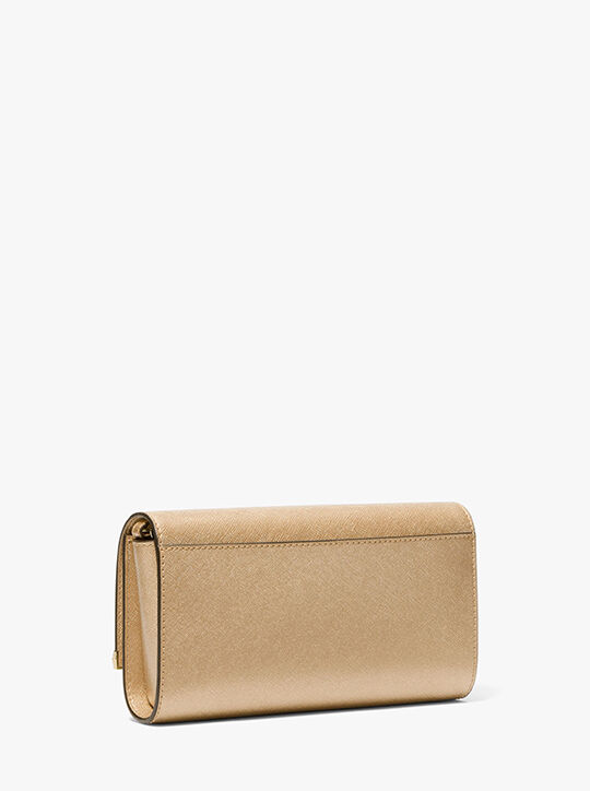 Mona Large Metallic Leather Clutch