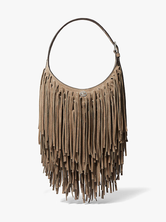 Dyan Small Fringed Suede Shoulder Bag