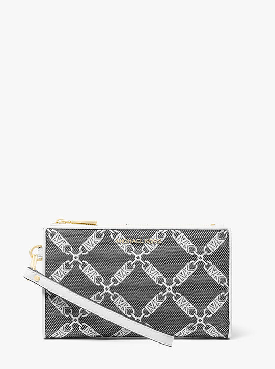 Jet Set Large Empire Logo Jacquard Wristlet