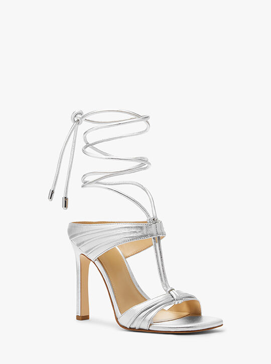 Gabriella Metallic Leather Lace-Up Sandal