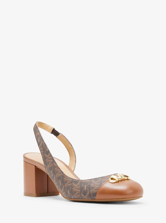 Perla Logo and Leather Slingback Pump