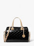 Grayson Medium Logo Embossed Patent Satchel