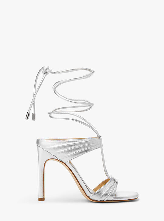 Gabriella Metallic Leather Lace-Up Sandal