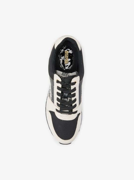 Billie Leather and Logo Jacquard Trainer