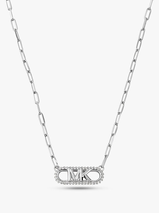Michael Kors Sterling Silver Pavé Empire Link Pendant Necklace