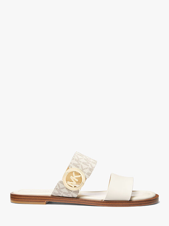 Vera Leather and Signature Logo Slide Sandal