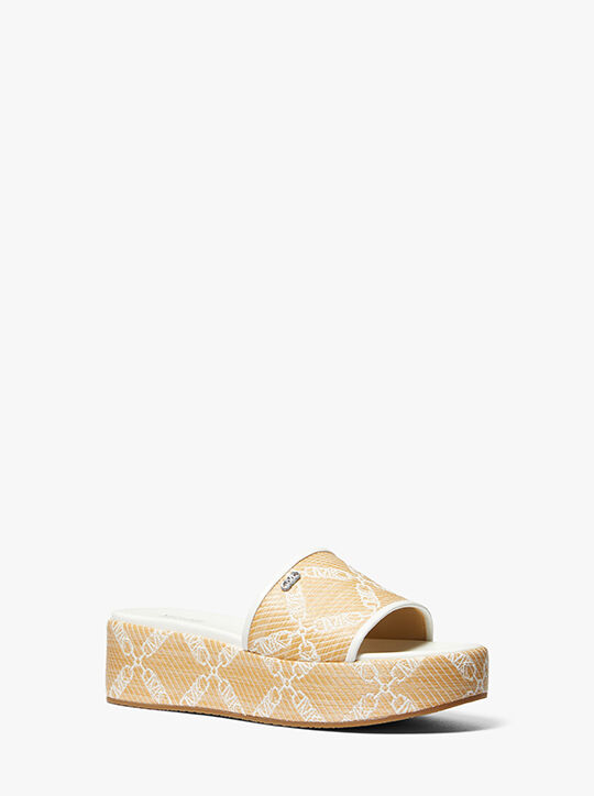 Ember Empire Logo Jacquard Straw Platform Sandal