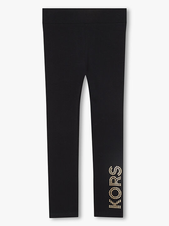 Logo Embellished Stretch Cotton Leggings