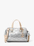 Grayson Small Logo Embossed Patent Duffel Crossbody Bag