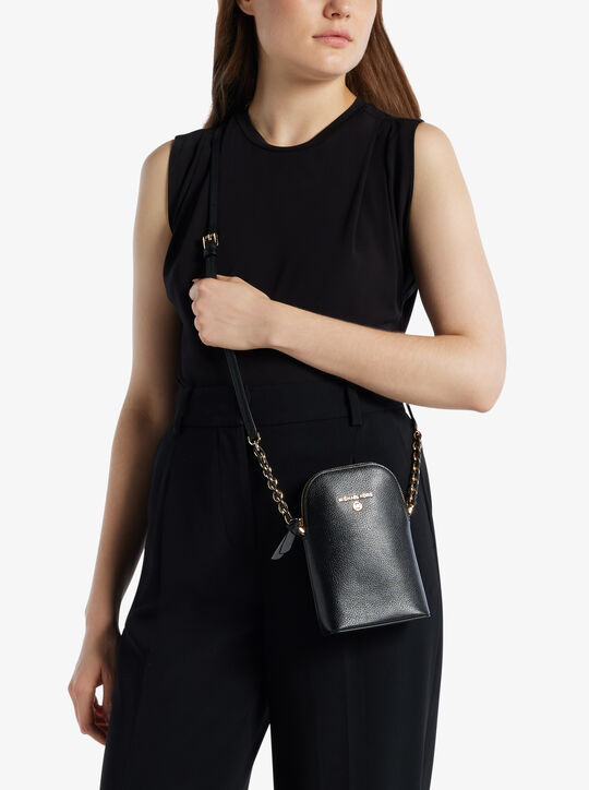 Small Pebbled Leather Smartphone Crossbody Bag