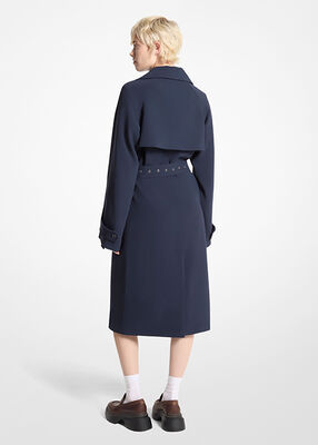 Textured Crepe Belted Trench Coat