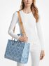 Gigi Large Empire Logo Jacquard Denim Tote Bag