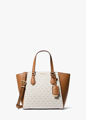 Taryn Small Signature Logo and Leather Convertible Crossbody Bag