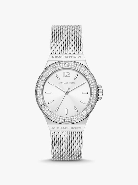 Lennox Pavé Silver-Tone Mesh Watch