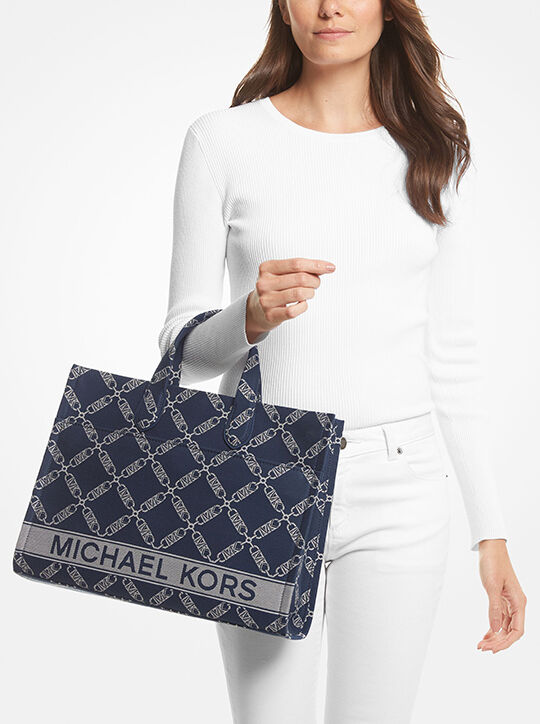 Gigi Large Empire Logo Jacquard Tote Bag