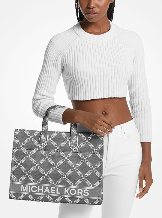 Gigi Large Empire Logo Jacquard Tote Bag