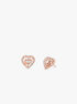 Precious Metal-Plated Sterling Silver Pavé Heart Stud Earrings