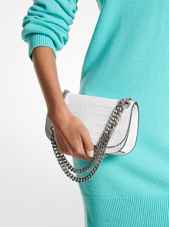 Christie Mini Crocodile Embossed Leather Envelope Bag