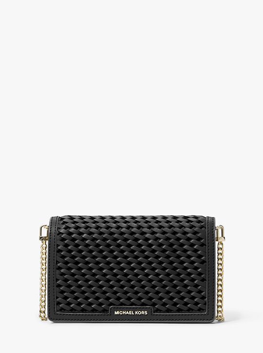 Jet Set Medium Woven Leather Crossbody Bag