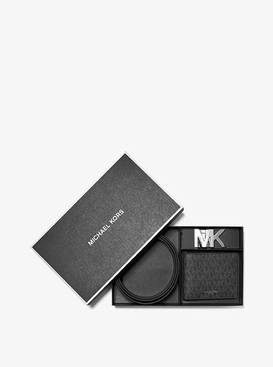 Signature Logo Belt and Billfold Wallet Gift Set